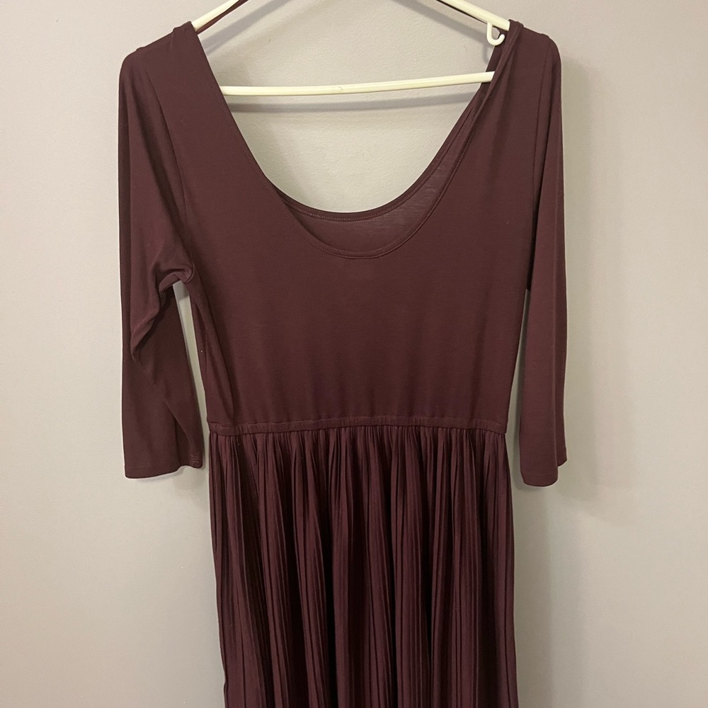 Purple off shoulder A-Line dress